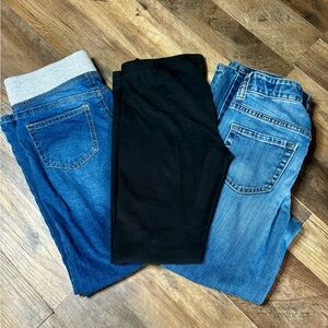 Lot of 3 Girls Jeans Pants Black Knit Pant Size 7/8 Assorted Denim Kids Fall